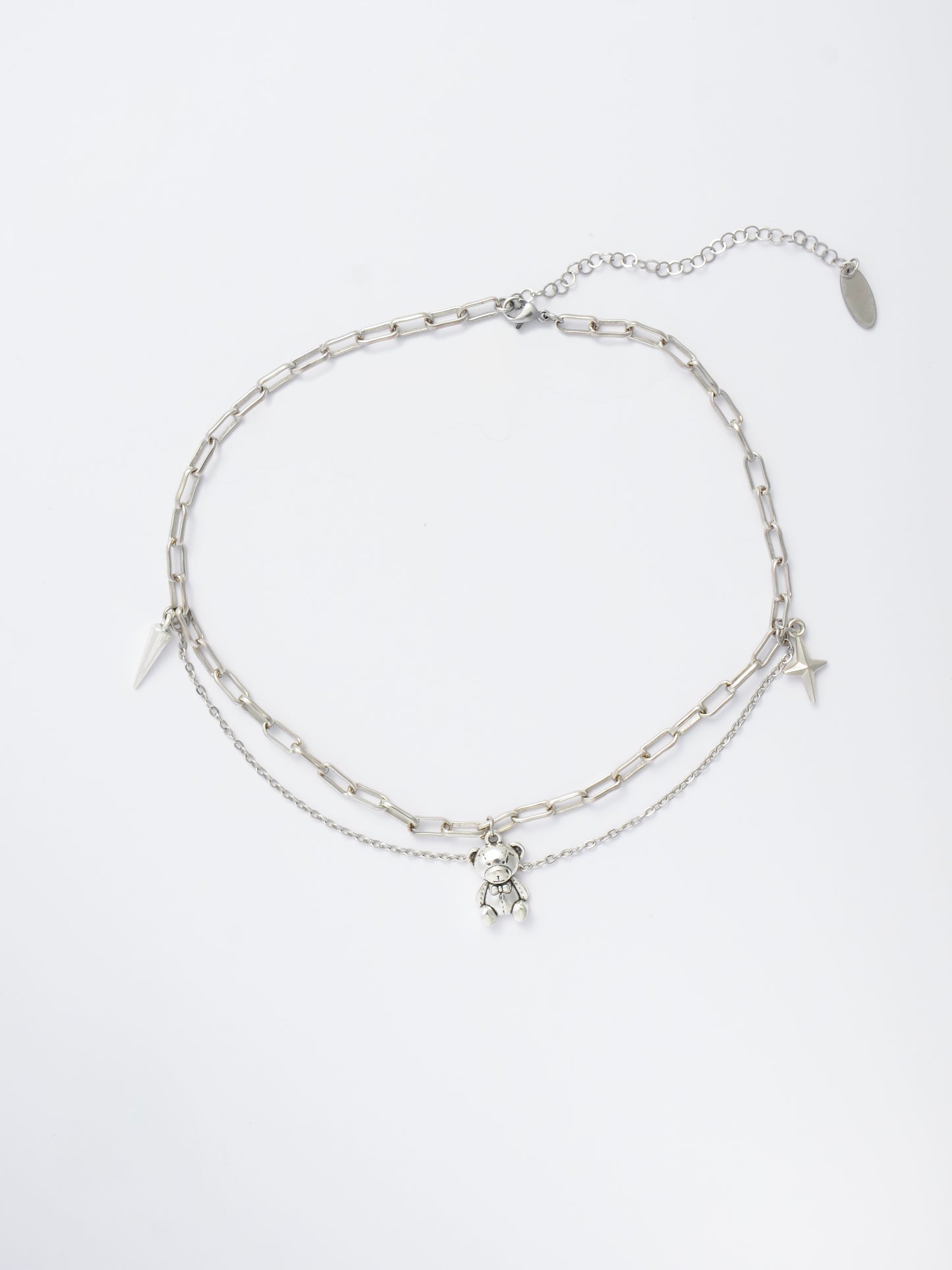Layered Paperclip Chain Choker – Teddy Bear Nostalgia