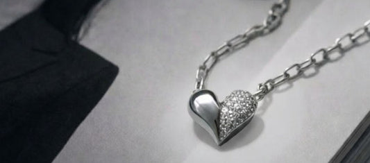 Silver necklaces at choker and pendant lengths styled on model, necklace length guide - Glass Balloon