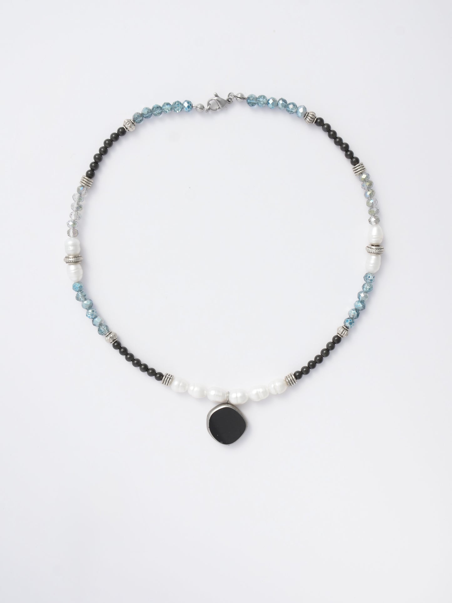 Czech Glass Bead and Pearl Choker – Anchored by Obsidian