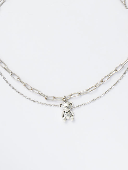 Layered Paperclip Chain Choker – Teddy Bear Nostalgia