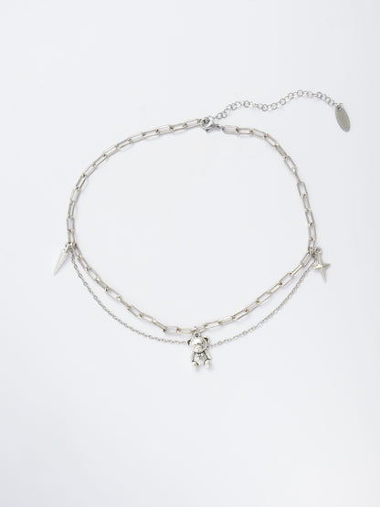 Layered Paperclip Chain Choker – Teddy Bear Nostalgia