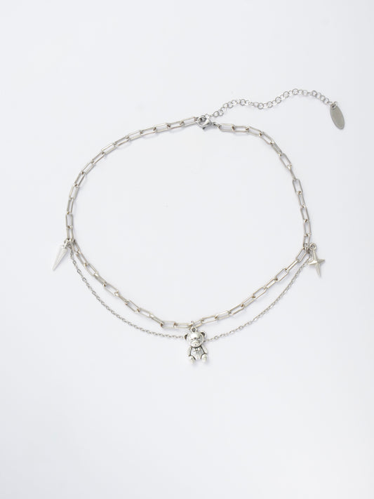 Layered Paperclip Chain Choker – Teddy Bear Nostalgia