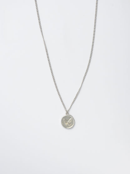 Silver Curb Chain Necklace – Butterfly Stamp Pendant