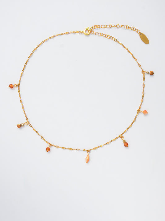 Orange Beaded Choker – Sunfall Orbit