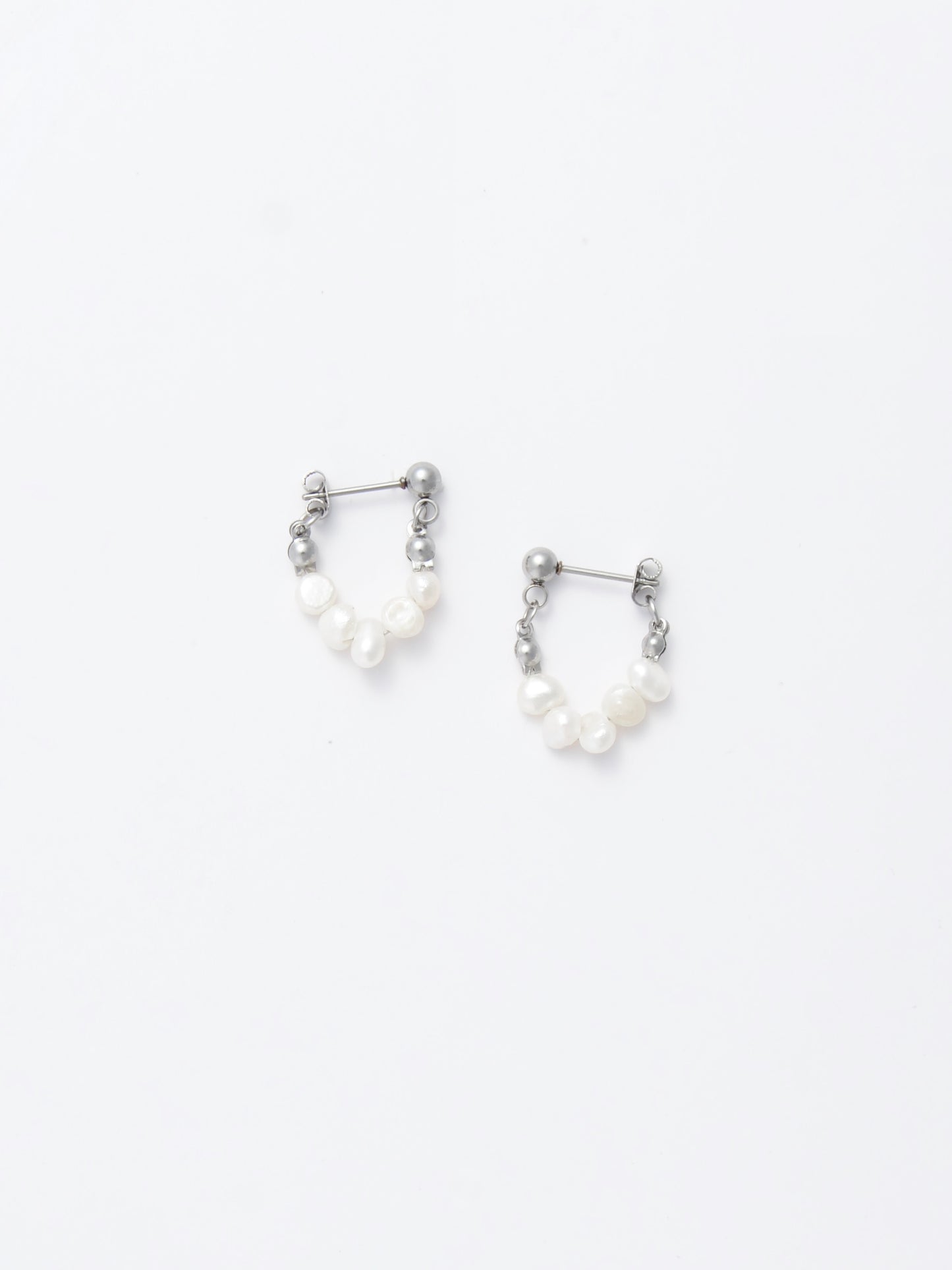 Architectural Pearl Hoop Earrings - Halo Thread