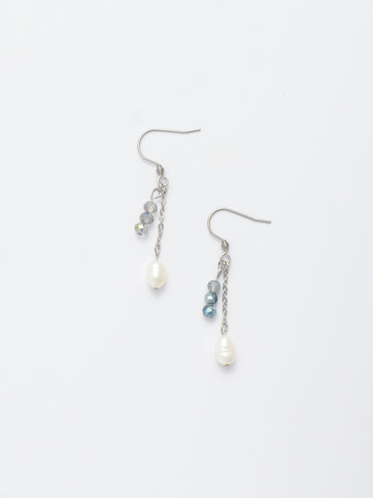 Layered Pearl and Glass Drop Earrings