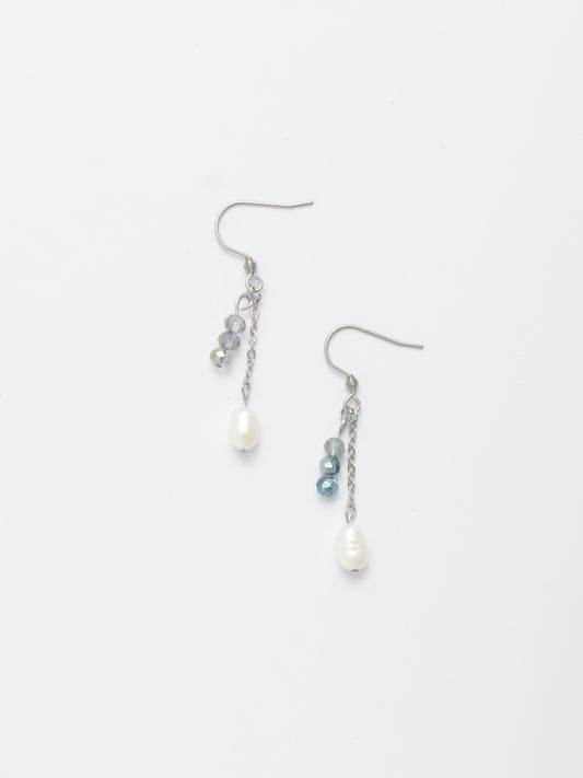 Layered Pearl and Glass Drop Earrings