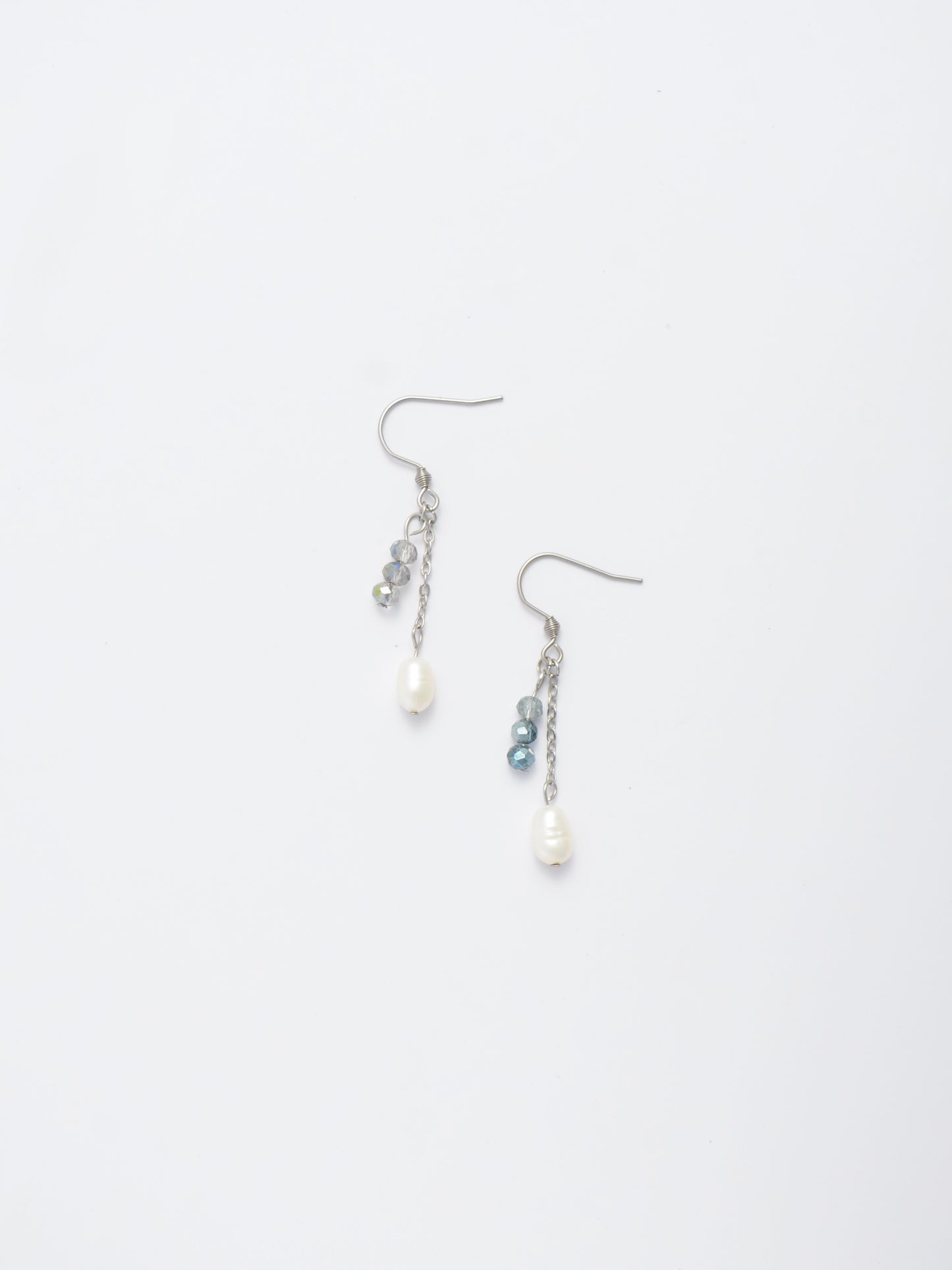 Layered Pearl and Glass Drop Earrings
