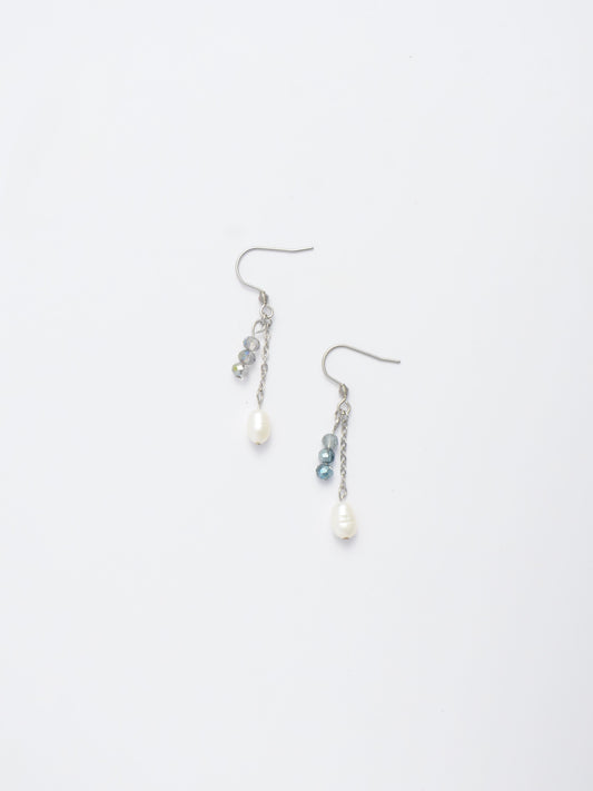 Layered Pearl and Glass Drop Earrings