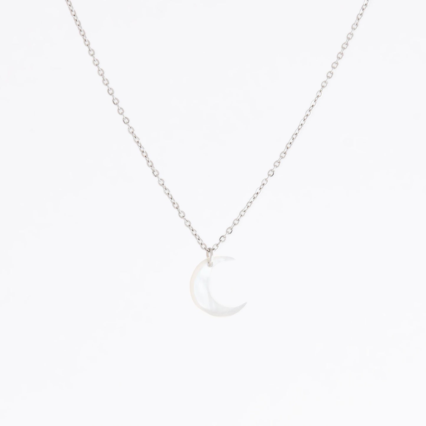 Silver Crescent Keeper Pendant Necklace